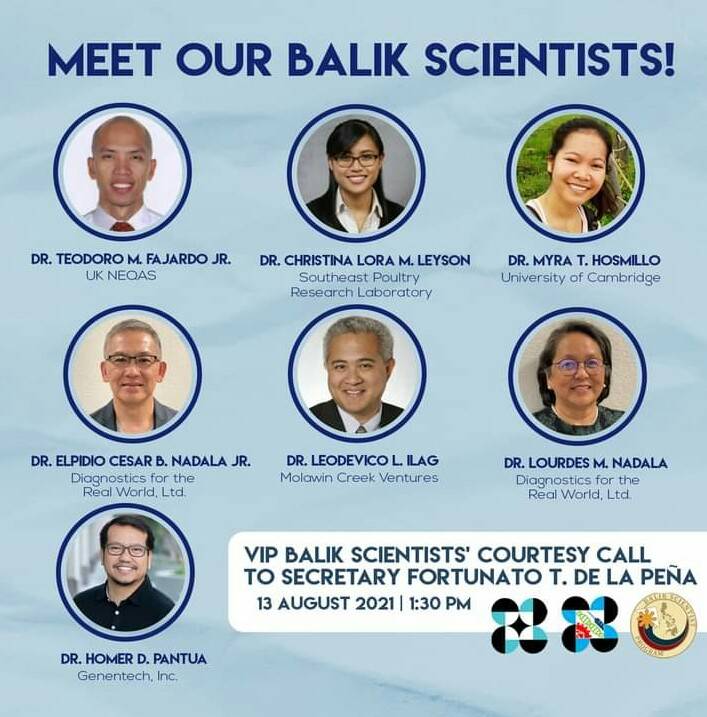 DOST, opisial a pasangbayenna ti 7 a Filipino a virologists a nagsanay iti ballasiw-taaw para iti VIP